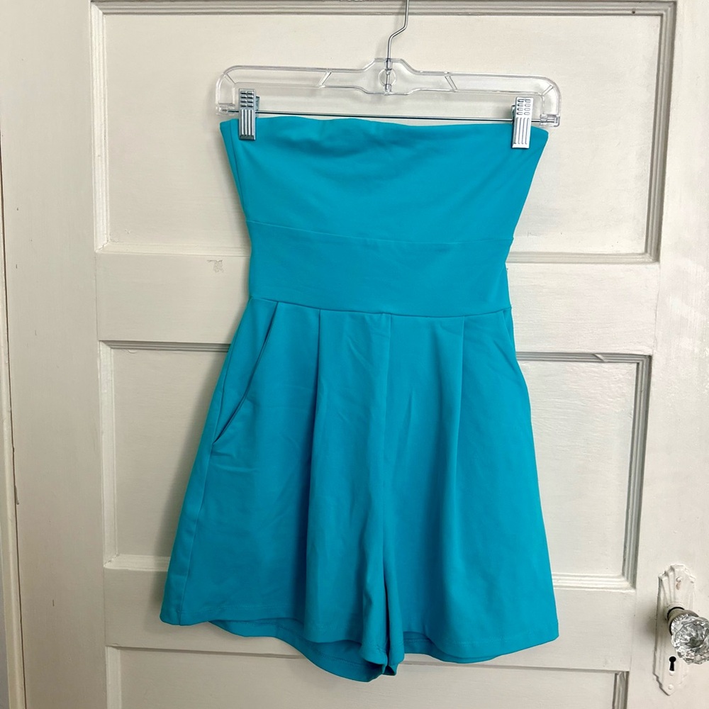 NWOT Turquoise Strapless Romper